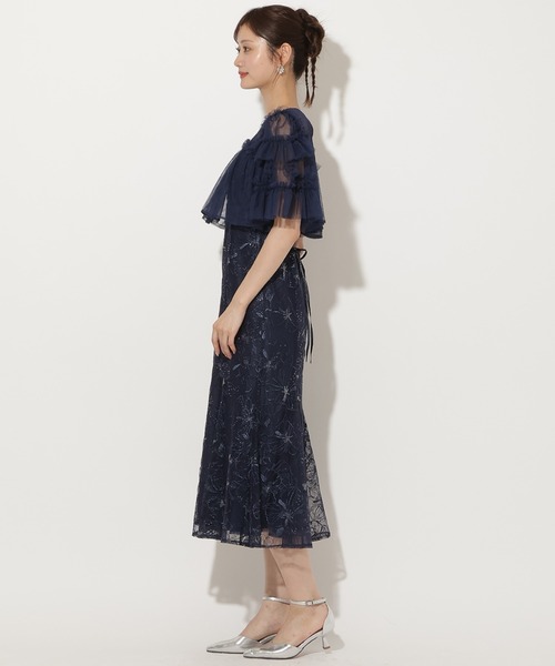 AND COUTURE(アンドクチュール)の「チュールフリルブラウス×レースキャミソールドレス(ドレス・レディース・ピンク/ネイビー/ブラック・FREE)」の9枚目の写真