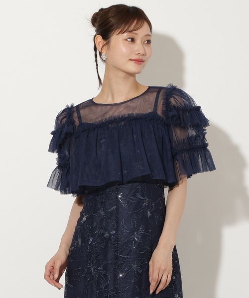 AND COUTURE(アンドクチュール)の「チュールフリルブラウス×レースキャミソールドレス(ドレス・レディース・ピンク/ネイビー/ブラック・FREE)」の11枚目の写真