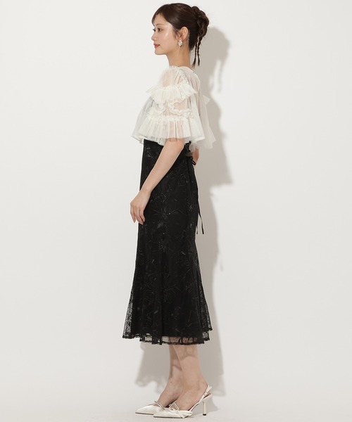 AND COUTURE(アンドクチュール)の「チュールフリルブラウス×レースキャミソールドレス(ドレス・レディース・ピンク/ネイビー/ブラック・FREE)」の21枚目の写真