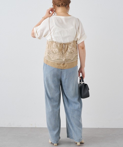 PUAL CE CIN(ピュアルセシン)の「ドットチュール刺繍 キャミソールブラウス(キャミソール・レディース・ベージュ/ブラック・FREE)」の6枚目の写真