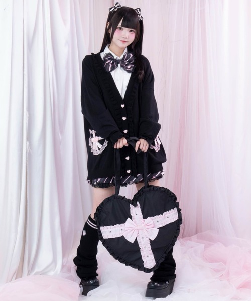 mine by LAFARY(マインバイラファリー)の「《ビビちゃん×mine》ハートクロストートバッグ(トートバッグ・レディース・ピンク/ブラック・FREE)」の2枚目の写真