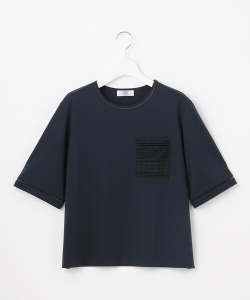 J.PRESS Ladies(J.プレス レディス)の「【一枚で着映え】レーシーコンビ ポケットデザイン カットソー(Tシャツ/カットソー・レディース・ネイビー系/スカイブルー系/ホワイト系/ベージュ系・SMALL)」の8枚目の写真