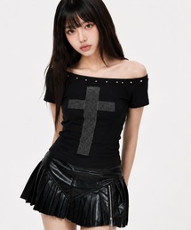 『.KOM/ドットケーオーエム』クロスラインストーン TEE【GC】