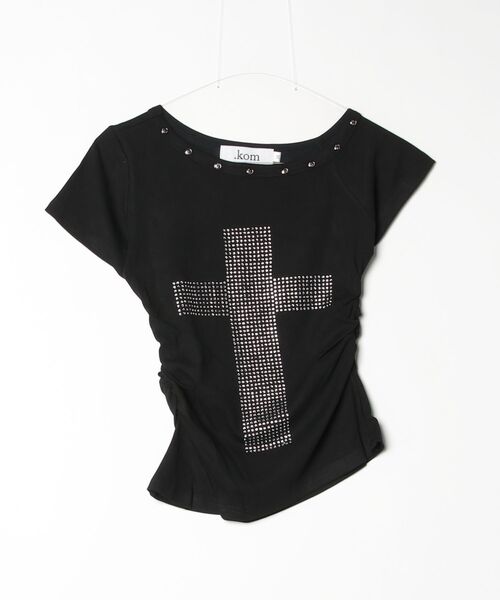 .KOM(ドットコム)の「『.KOM/ドットケーオーエム』クロスラインストーン TEE【GC】(Tシャツ/カットソー・レディース・ブラック・M)」の4枚目の写真