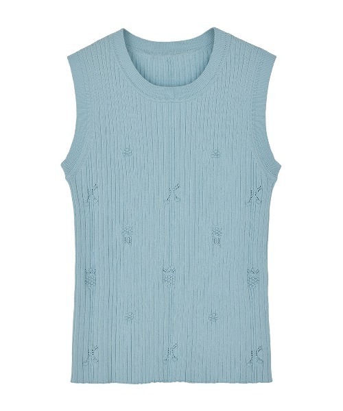 Ameri(アメリ)の「MEDI FRUIT RIB KNIT TANK(タンクトップ・レディース・クリーム/ライトブルー/ブラック・FREE)」の18枚目の写真