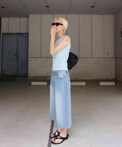 Ameri(アメリ)の「MEDI FRUIT RIB KNIT TANK(タンクトップ・レディース・クリーム/ライトブルー/ブラック・FREE)」の14枚目の写真