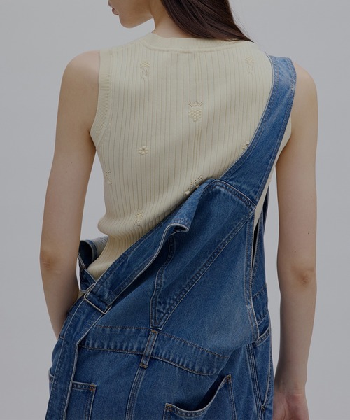Ameri(アメリ)の「MEDI FRUIT RIB KNIT TANK(タンクトップ・レディース・クリーム/ライトブルー/ブラック・FREE)」の10枚目の写真