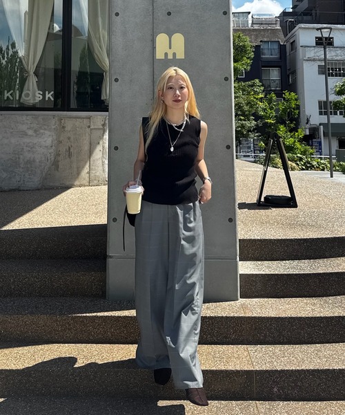 Ameri(アメリ)の「MEDI FRUIT RIB KNIT TANK(タンクトップ・レディース・クリーム/ライトブルー/ブラック・FREE)」の12枚目の写真