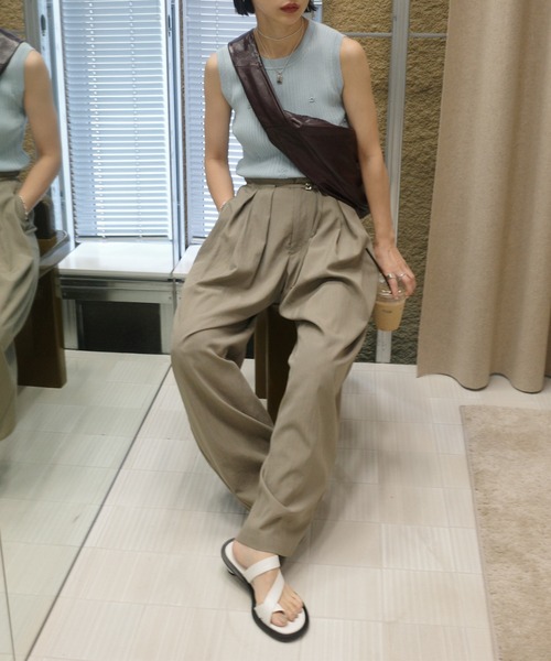 Ameri(アメリ)の「MEDI FRUIT RIB KNIT TANK(タンクトップ・レディース・クリーム/ライトブルー/ブラック・FREE)」の5枚目の写真