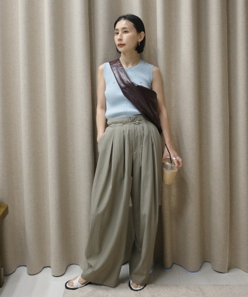 Ameri(アメリ)の「MEDI FRUIT RIB KNIT TANK(タンクトップ・レディース・クリーム/ライトブルー/ブラック・FREE)」の6枚目の写真