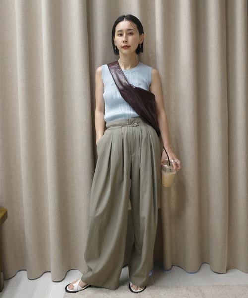 Ameri(アメリ)の「MEDI FRUIT RIB KNIT TANK(タンクトップ・レディース・クリーム/ライトブルー/ブラック・FREE)」の7枚目の写真