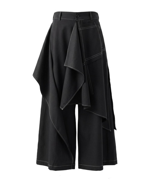 Asymmetry white stitch drape PT/アシンメトリーホワイトステッチドレープパンツ