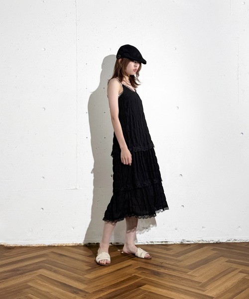MAISON SELECT(メゾンセレクト)の「6C96 ティアードフリル レースキャミワンピース(ワンピース・レディース・ホワイト/ブラック・FREE)」の12枚目の写真