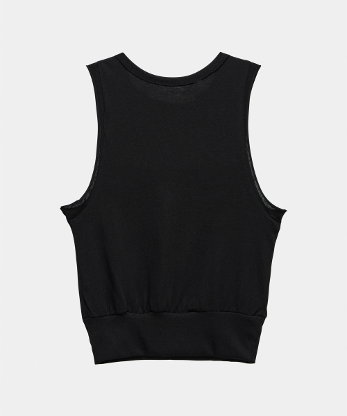 ETRE AU SOMMET(エトレオソメ)の「Two-Line Button Short Sleeveless (Black)(Tシャツ/カットソー・レディース・その他・FREE)」の5枚目の写真