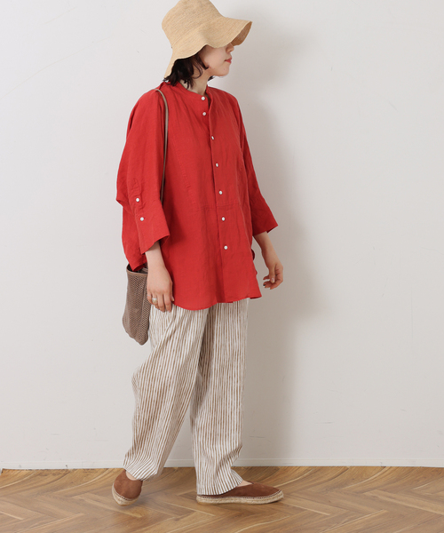 JOURNAL STANDARD LUXE(ジャーナルスタンダード ラックス)の「CLストライプ イージーテーパーパンツ(その他パンツ・レディース・チャコールグレー/レッド/ベージュ・FREE)」の8枚目の写真