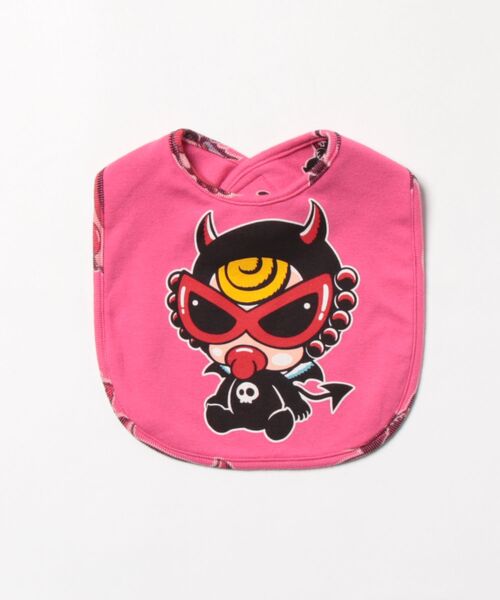 HYSTERIC MINI(ヒステリックミニ)の「DEVILKIN総柄 RV スタイ(その他ベビー用品・キッズ・ホワイト系その他/ブラック系その他/ピンク系その他・FREE)」の3枚目の写真