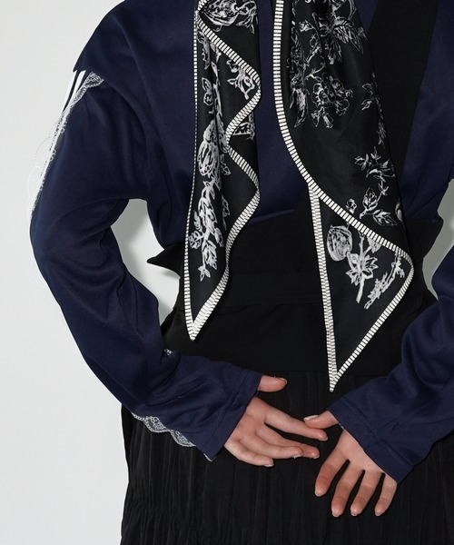 chuclla（チュクラ）の「サイドラインレーストップス chw26a044（Tシャツ/カットソー・レディース・ネイビー/ライトグレー・FREE）」の15枚目の写真