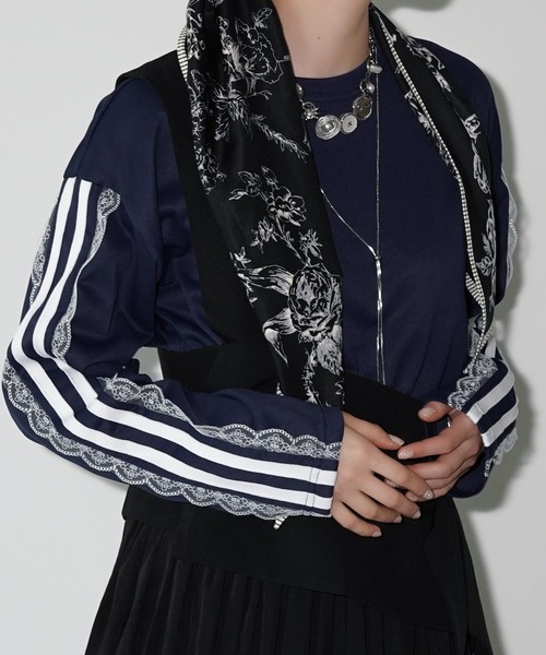 chuclla（チュクラ）の「サイドラインレーストップス chw26a044（Tシャツ/カットソー・レディース・ネイビー/ライトグレー・FREE）」の18枚目の写真