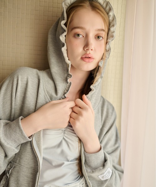 Heather(ヘザー)の「【Heather×PEACH JOHN】フリル裏毛フーディ 1052569(パーカー・レディース・ホワイト系その他/グレー・FREE)」の22枚目の写真
