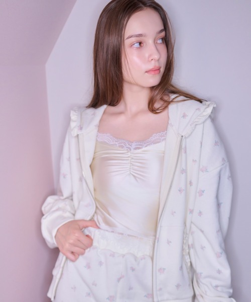 Heather(ヘザー)の「【Heather×PEACH JOHN】フリル裏毛フーディ 1052569(パーカー・レディース・ホワイト系その他/グレー・FREE)」の3枚目の写真