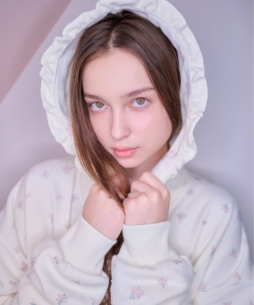 Heather(ヘザー)の「【Heather×PEACH JOHN】フリル裏毛フーディ 1052569(パーカー・レディース・ホワイト系その他/グレー・FREE)」の4枚目の写真