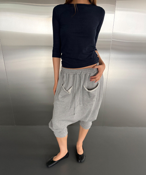 CHICKS(チックス)の「リネン7部Tシャツネイビー(Tシャツ/カットソー・レディース・ネイビー・ONE SIZE)」の3枚目の写真
