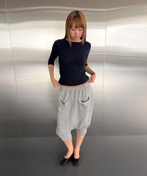 CHICKS(チックス)の「リネン7部Tシャツネイビー(Tシャツ/カットソー・レディース・ネイビー・ONE SIZE)」の4枚目の写真