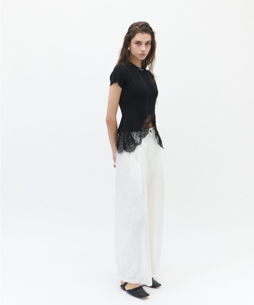 Lutim by u(ルチバイユー)の「【接触冷感】シャーベットタッチヴェールレースヘムニット(Tシャツ/カットソー・レディース・ブラウン/チャコールグレー/ブラック・FREE)」の8枚目の写真