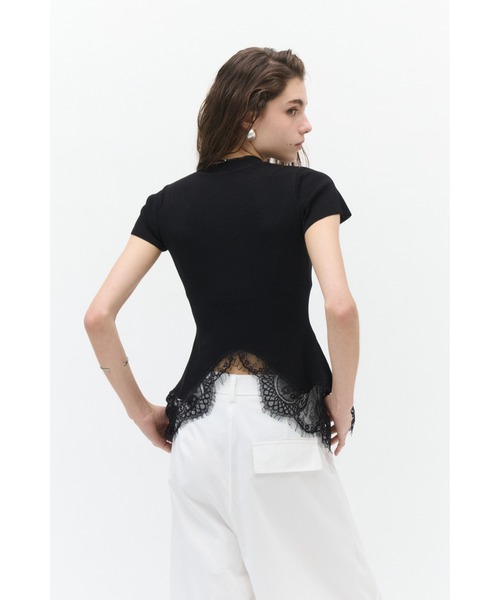 Lutim by u(ルチバイユー)の「【接触冷感】シャーベットタッチヴェールレースヘムニット(Tシャツ/カットソー・レディース・ブラウン/チャコールグレー/ブラック・FREE)」の6枚目の写真