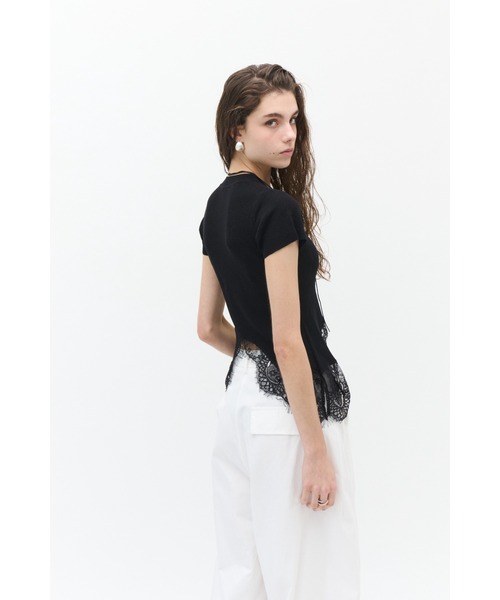 Lutim by u(ルチバイユー)の「【接触冷感】シャーベットタッチヴェールレースヘムニット(Tシャツ/カットソー・レディース・ブラウン/チャコールグレー/ブラック・FREE)」の5枚目の写真