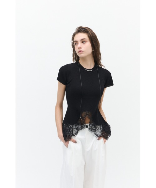 Lutim by u(ルチバイユー)の「【接触冷感】シャーベットタッチヴェールレースヘムニット(Tシャツ/カットソー・レディース・ブラウン/チャコールグレー/ブラック・FREE)」の15枚目の写真