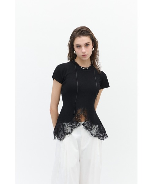 Lutim by u(ルチバイユー)の「【接触冷感】シャーベットタッチヴェールレースヘムニット(Tシャツ/カットソー・レディース・ブラウン/チャコールグレー/ブラック・FREE)」の17枚目の写真