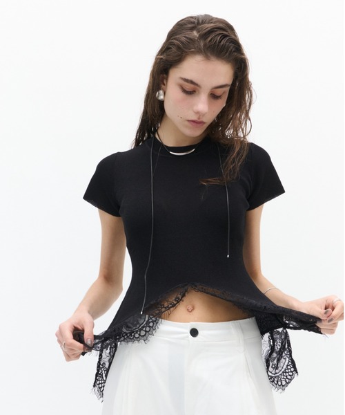 Lutim by u(ルチバイユー)の「【接触冷感】シャーベットタッチヴェールレースヘムニット(Tシャツ/カットソー・レディース・ブラウン/チャコールグレー/ブラック・FREE)」の19枚目の写真