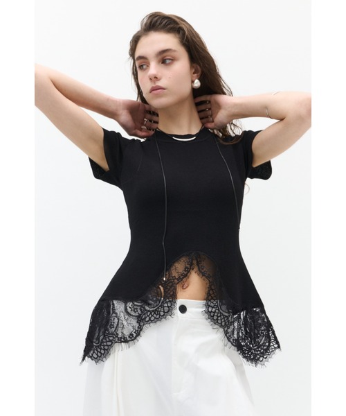 Lutim by u(ルチバイユー)の「【接触冷感】シャーベットタッチヴェールレースヘムニット(Tシャツ/カットソー・レディース・ブラウン/チャコールグレー/ブラック・FREE)」の21枚目の写真