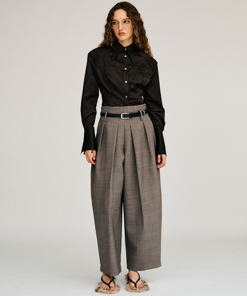 PRANK PROJECT(プランクプロジェクト)の「【2026Autumn Pre-Order】シルクネップコクーンパンツ / Silk Nep Cocoon Pants(スラックス・レディース・ブラック/ベージュ・38/36)」の4枚目の写真