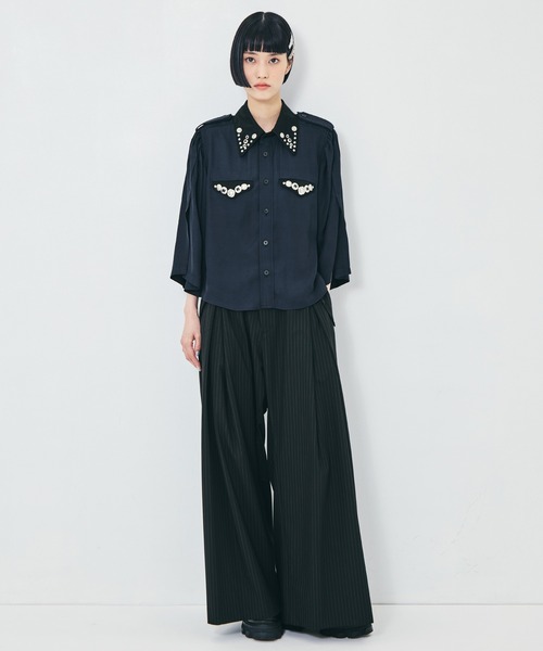 TOGA PULLA(トーガ プルラ)の「【TOGA PULLA/トーガプルラ】Rayon silk twill shirt/レーヨンシルクツイルシャツ(シャツ/ブラウス・レディース・ネイビー・36)」の5枚目の写真