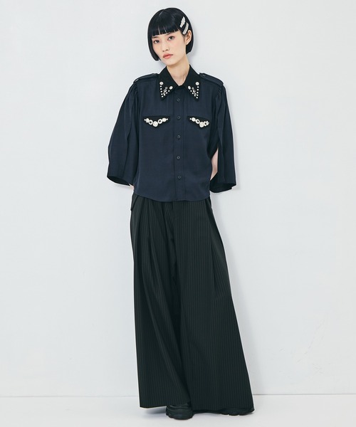 TOGA PULLA(トーガ プルラ)の「【TOGA PULLA/トーガプルラ】Rayon silk twill shirt/レーヨンシルクツイルシャツ(シャツ/ブラウス・レディース・ネイビー・36)」の6枚目の写真