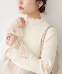 natural couture | 袖口レースもちもちリブタートル(ニット/セーター)