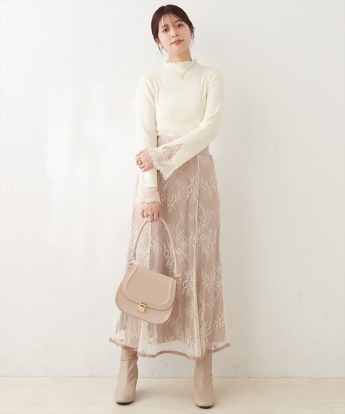 natural couture(ナチュラルクチュール)の「袖口レースもちもちリブタートル(ニット/セーター・レディース・ブラック系その他/チャコールグレー/ブラック/モカ/グレー/サックスブルー/グレイッシュベージュ/オフホワイト・FREE)」の12枚目の写真