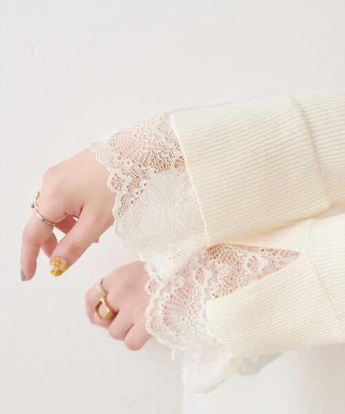 natural couture(ナチュラルクチュール)の「袖口レースもちもちリブタートル(ニット/セーター・レディース・ブラック系その他/チャコールグレー/ブラック/モカ/グレー/サックスブルー/グレイッシュベージュ/オフホワイト・FREE)」の15枚目の写真