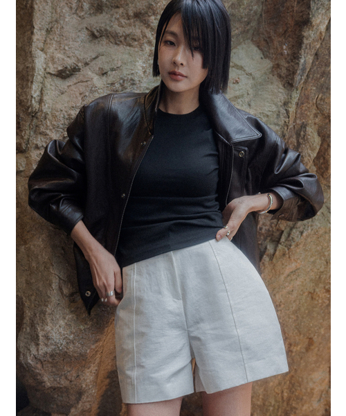 MEMUA(メムア)の「エディン 5部 モーダル Tシャツ(ブラック)(Tシャツ/カットソー・レディース・ホワイト/ワイン/ブラック・FREE)」の4枚目の写真