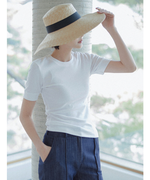 MEMUA(メムア)の「エディン 5部 モーダル Tシャツ(ブラック)(Tシャツ/カットソー・レディース・ホワイト/ワイン/ブラック・FREE)」の5枚目の写真