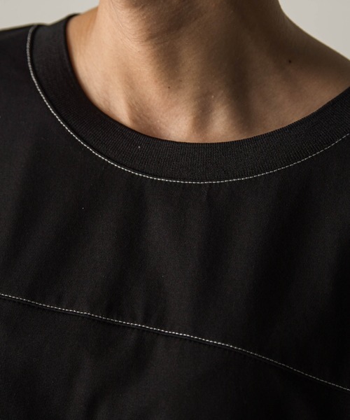 MAYSON GREY(メイソングレイ)の「ドライコットン5分袖BACK釦ドッキングプルオーバー(Tシャツ/カットソー・レディース・ホワイト系その他/ブラック/ベージュ・M)」の8枚目の写真