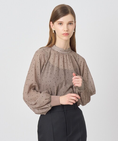 ANAYI（アナイ）の「フロッキードットプリント ブラウス（シャツ/ブラウス・レディース・ブラック/ブラウン・38/36）」の8枚目の写真