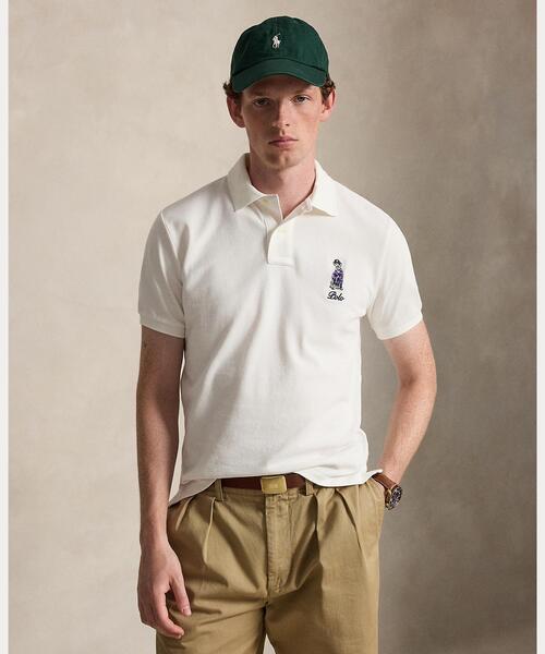 POLO RALPH LAUREN(ポロ ラルフ ローレン)の「カスタム スリム フィット ドッグエンブロイダリー ポロシャツ(ポロシャツ・メンズ・ホワイト・M/L)」の1枚目の写真