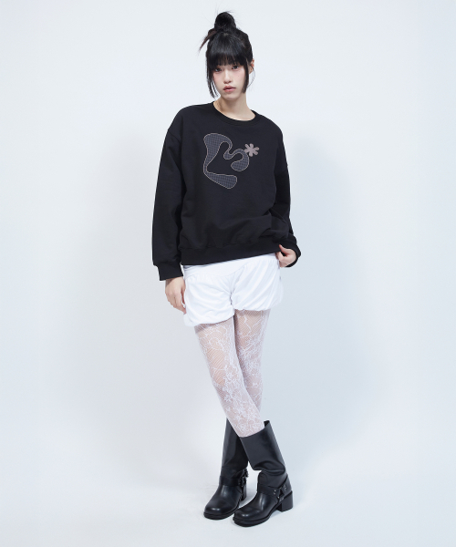 LMR(エルエムアール)の「アプリケフローラルロゴスウェット BLACK(スウェット・レディース・ブラック・SMALL/MEDIUM)」の9枚目の写真