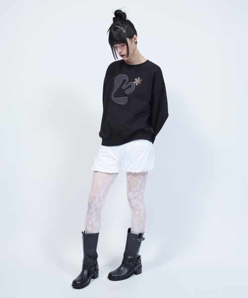 LMR(エルエムアール)の「アプリケフローラルロゴスウェット BLACK(スウェット・レディース・ブラック・SMALL/MEDIUM)」の11枚目の写真