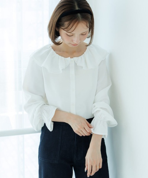 flower(フラワー)の「フェザーカラーブラウス(シャツ/ブラウス・レディース・アイボリー・FREE)」の13枚目の写真