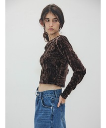 cropped crush velour tops