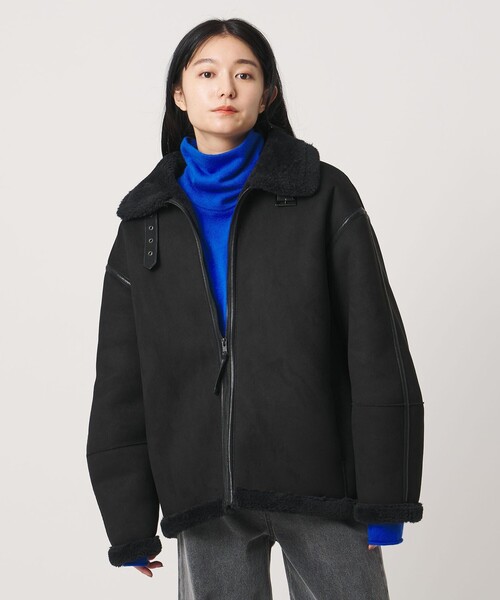 MARW UNITED ARROWS(マルゥ ユナイテッドアローズ)の「<MARW UNITED ARROWS>ムートン ライク ジャケット(その他アウター・レディース・ブラック/ダークブラウン・38/36)」の1枚目の写真